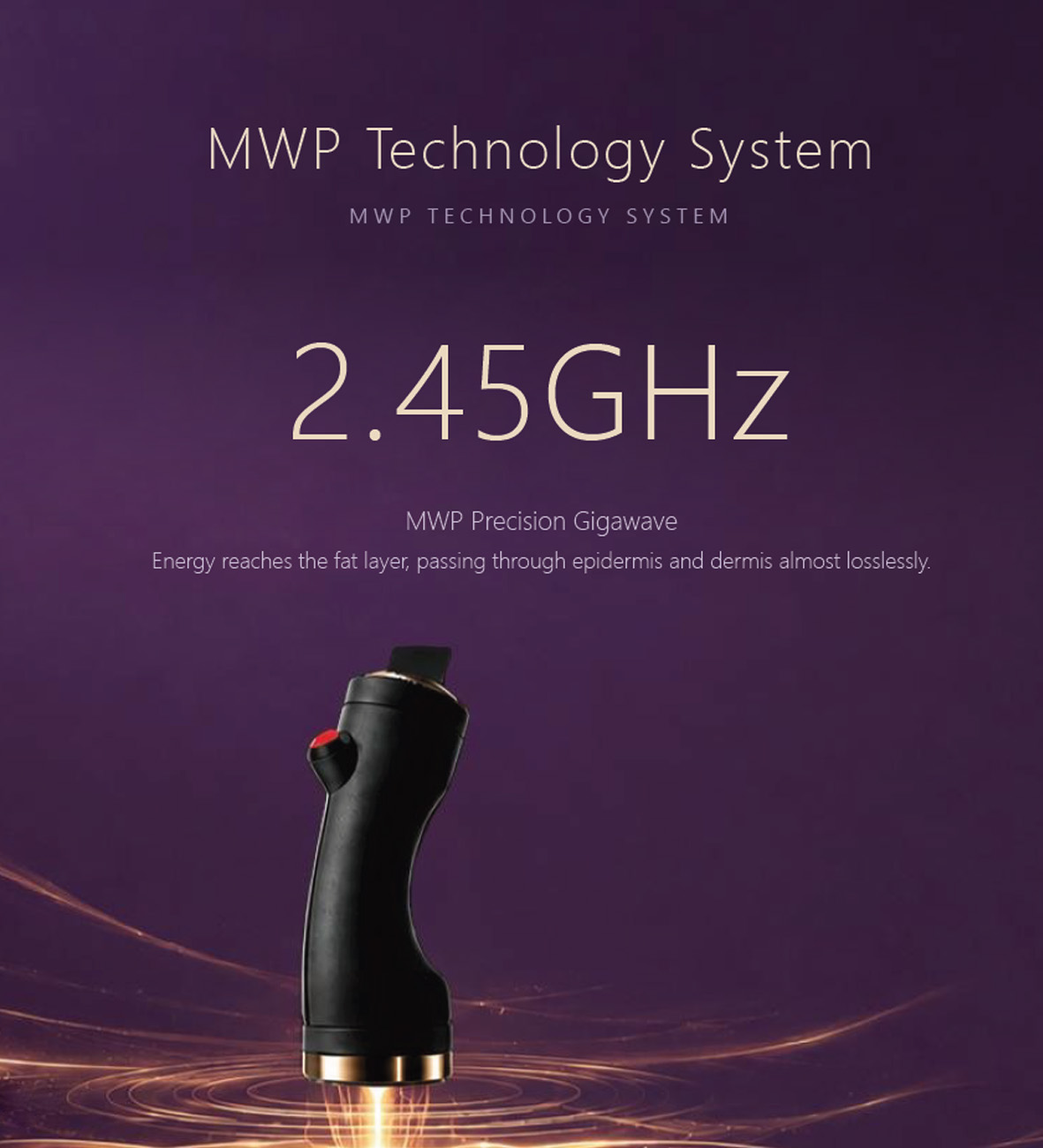 2.45GHz microwave energy acting on the skin layers